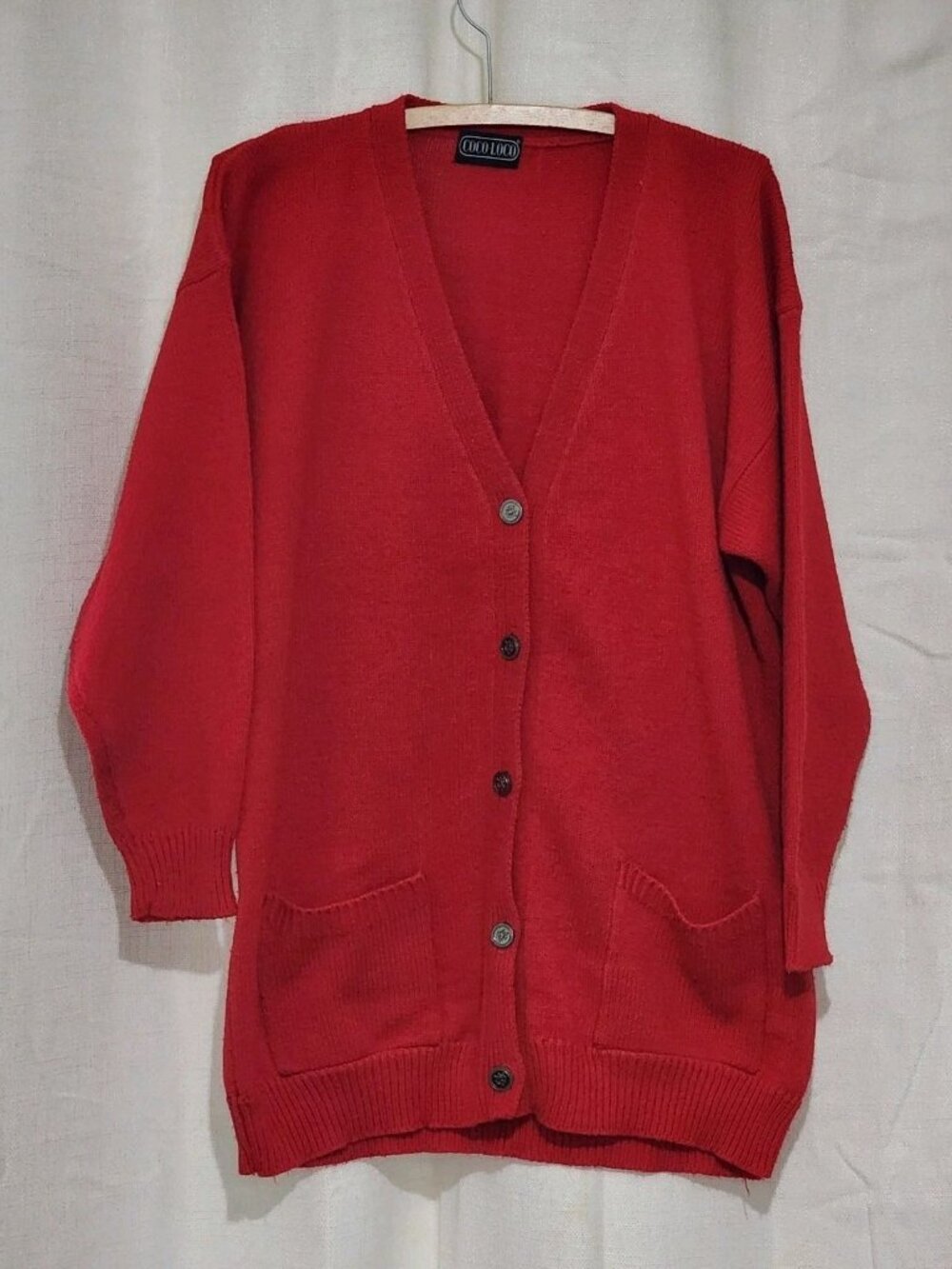 Coco Loco Women's Cardigan Sweater Knit Red Size XL